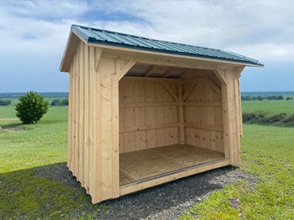 A rustic board & batten shed.